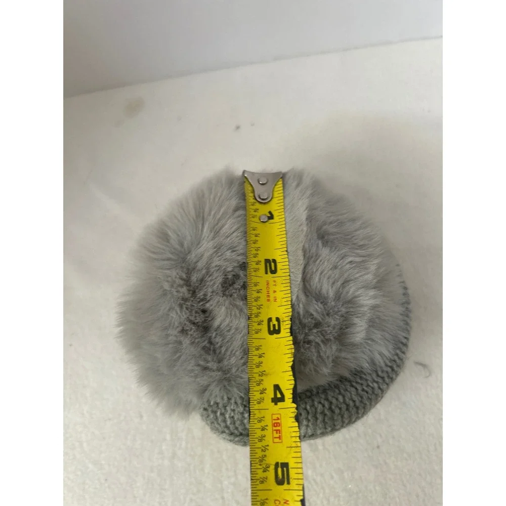 Chic Grey Knit‎ Faux Fur Earmuffs Winter Warm Cozy Ear Covers